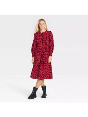 𝅺Who What Wear Women Long Sleeve Button Down Dress Size S